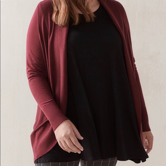 Long Sleeve Cardigan with Shawl Collar - Addition Elle
Size 1X (Red Wine) - Picture 2 of 7